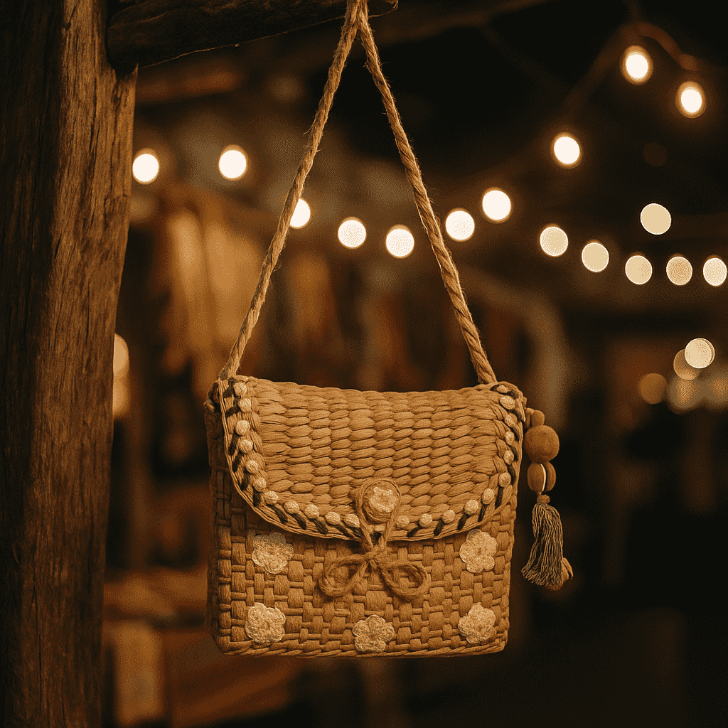 Daisies Basket Cane Woven Sling Bag – Handmade