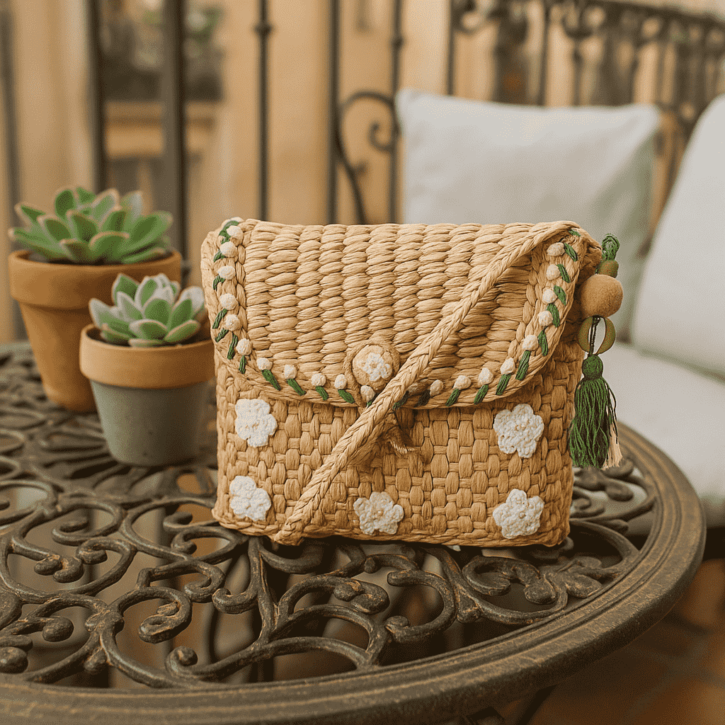 Daisies Basket Cane Woven Sling Bag – Handmade