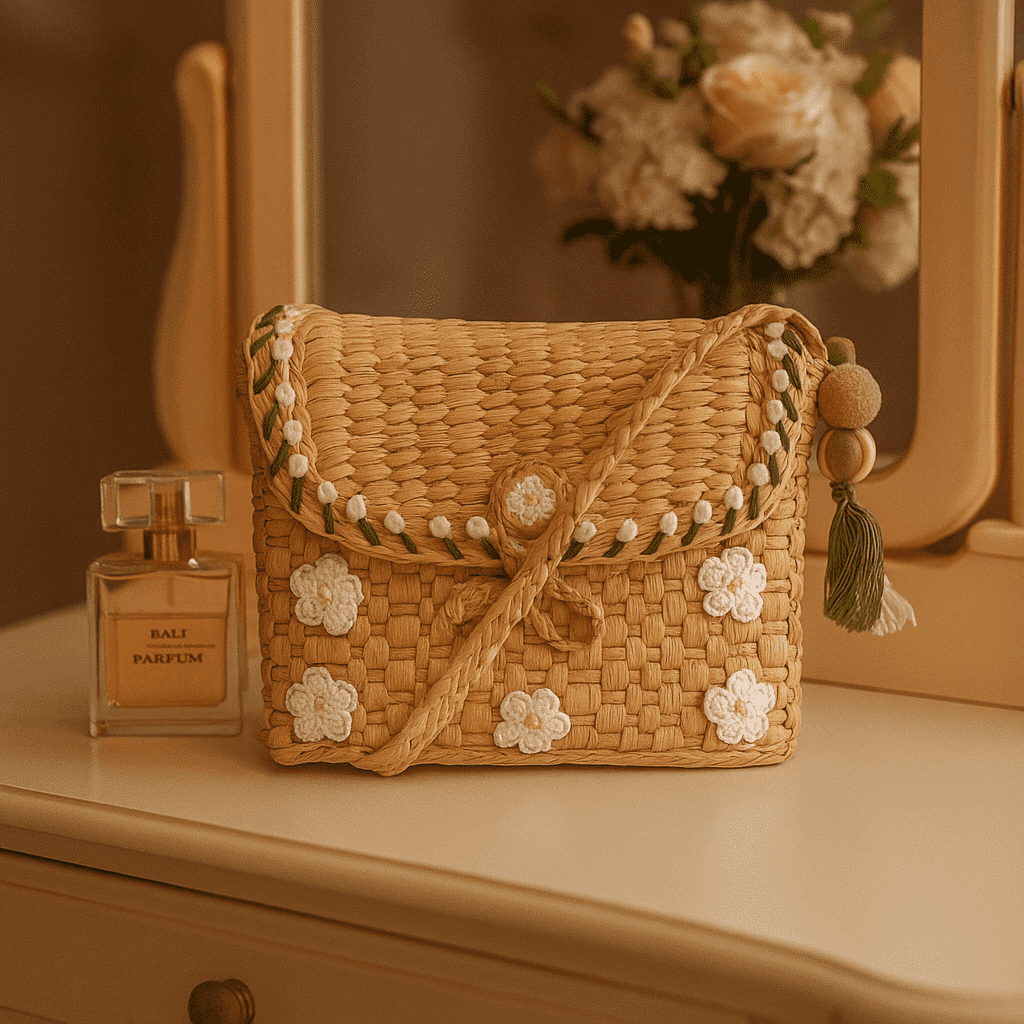 Daisies Basket Cane Woven Sling Bag – Handmade