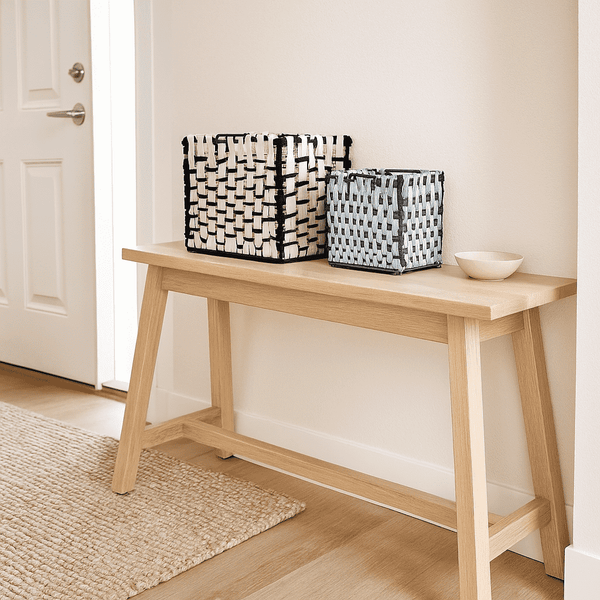 Check Cotton Baskets | Monochrome Set of 2 | Gleemium