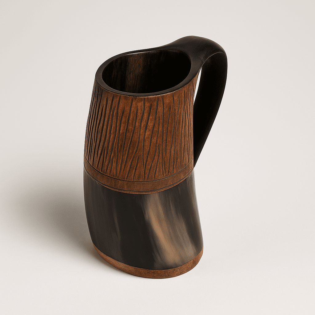 Hand Carved Recycled Horn Water Jug