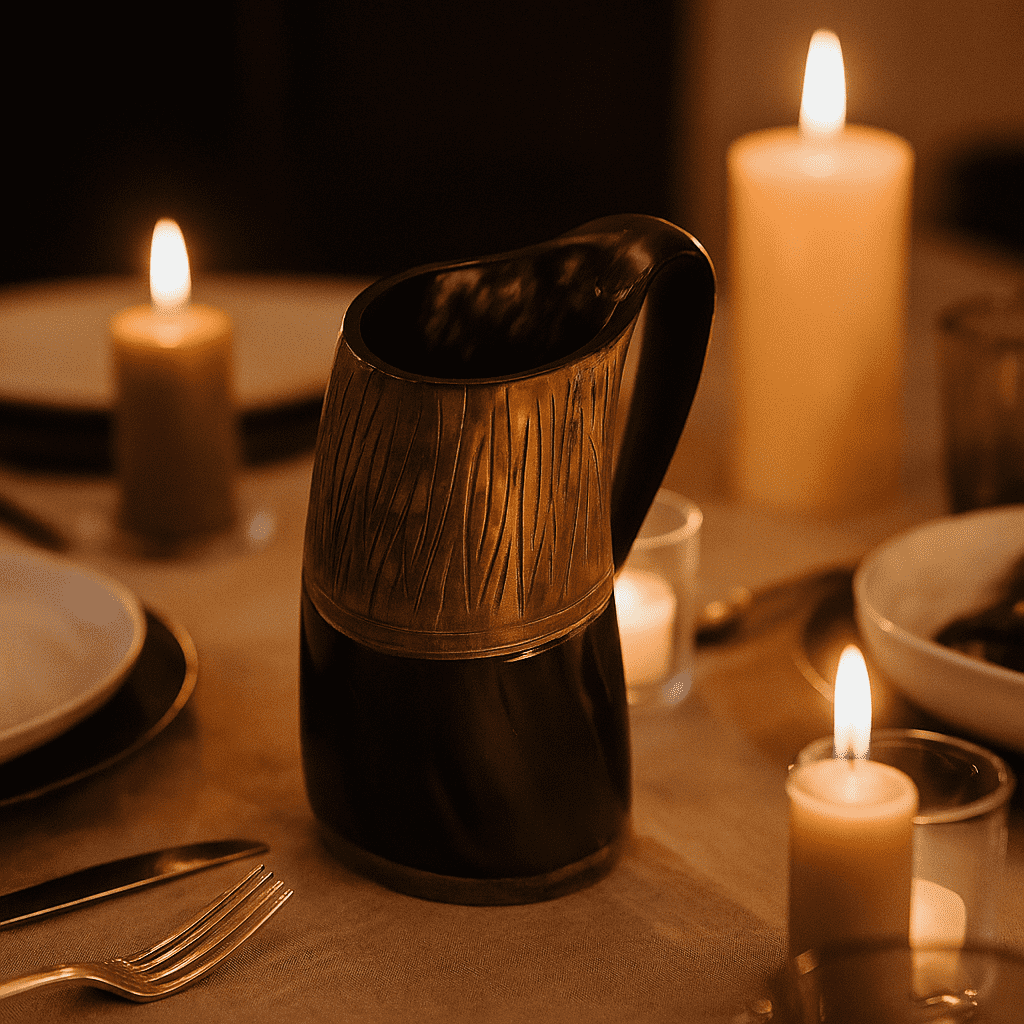 Hand Carved Recycled Horn Water Jug