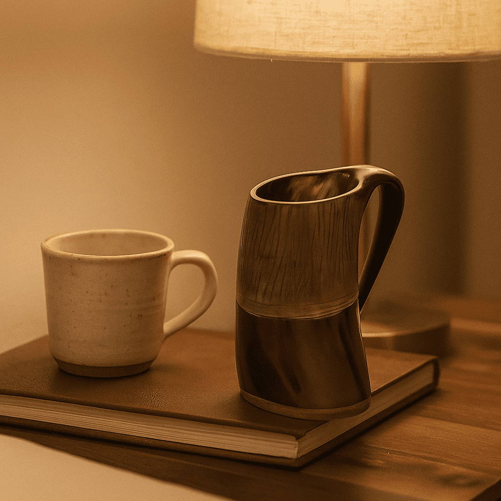 Hand Carved Recycled Horn Water Jug
