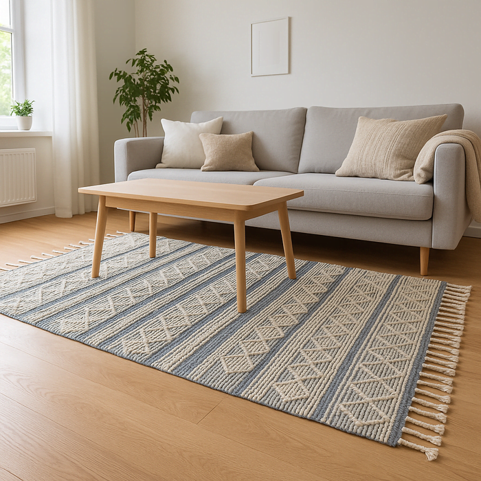 Paneled Geometric Tufted & Hand Woven Rug – Handmade Cotton Rug