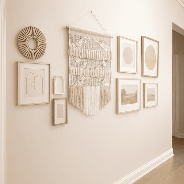 White and Beige Cotton Wall Hanging | Large Handwoven Boho Decor
