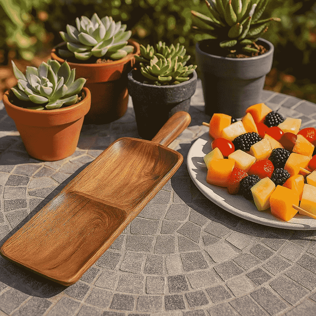 Hand Cut Mango Wood Snack Tray – Handcrafted Serving Tray