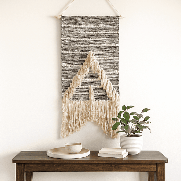 Arrowhead Wool and Cotton Wall Hanging | Handwoven Boho Decor