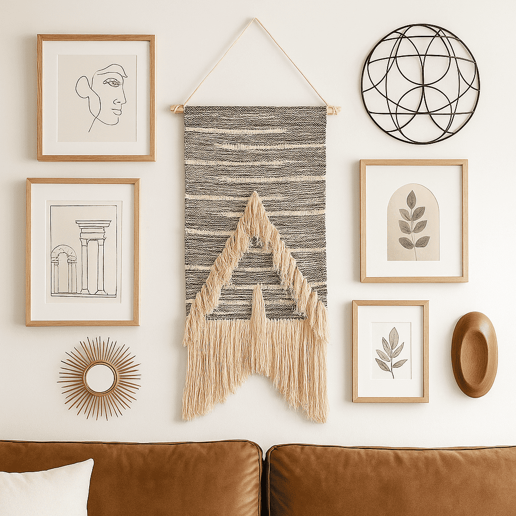 Handwoven Cotton &amp; Wool Wall Hanging – Boho Wall Decor