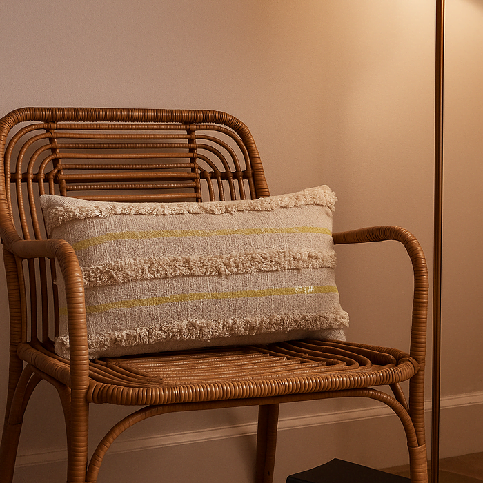 Shaggy Sequinned Lumbar cotton Cushion Cover