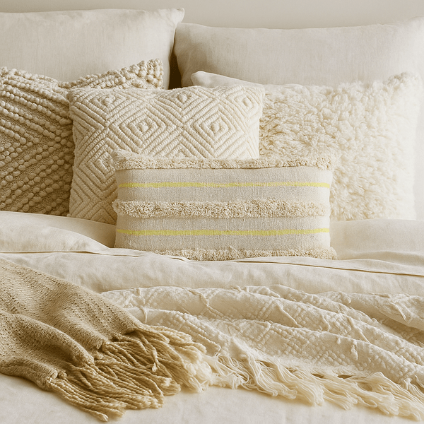 Shaggy Sequinned Lumbar cotton Cushion Cover
