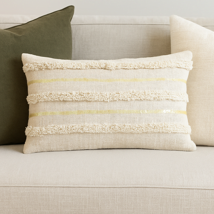 Shaggy Sequinned Lumbar cotton Cushion Cover