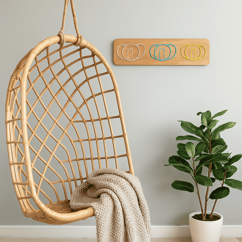 Pastel Coiled Elephants Wooden Wall Hook