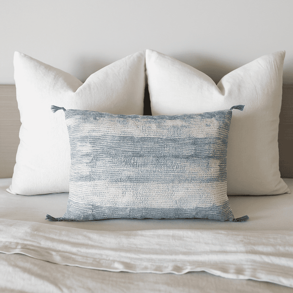 Green Lumbar Cushion Cover | Tasseled Cotton Boho Decor