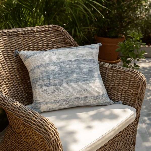 Green Lumbar Cushion Cover | Tasseled Cotton Boho Decor