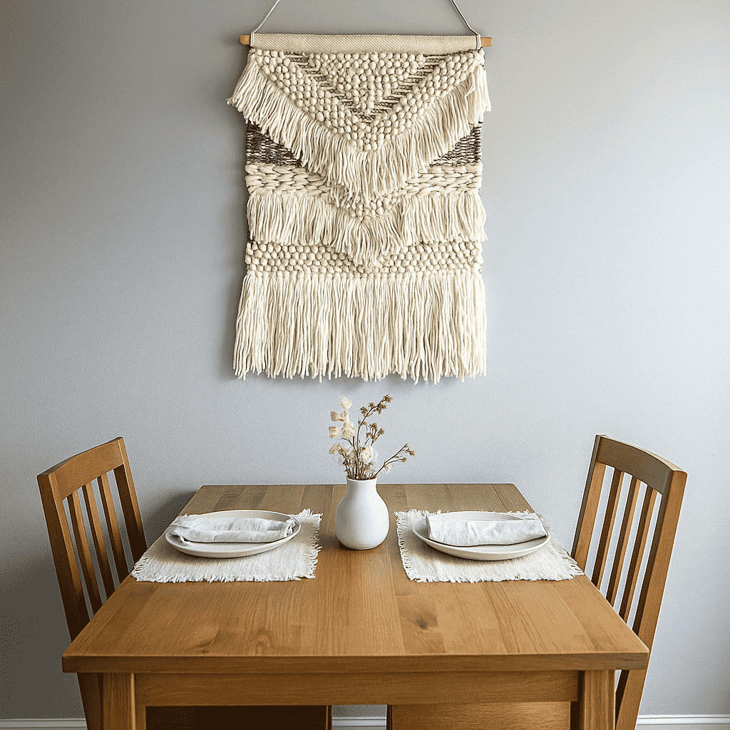 Handwoven Fringe Wall Hanging – Wool &amp; Cotton