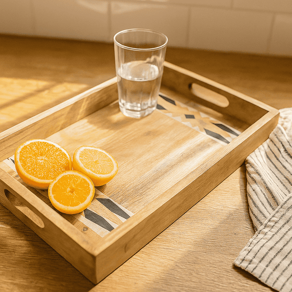 Handcut Mango Wood Tray | Sustainable Wooden Serving Tray
