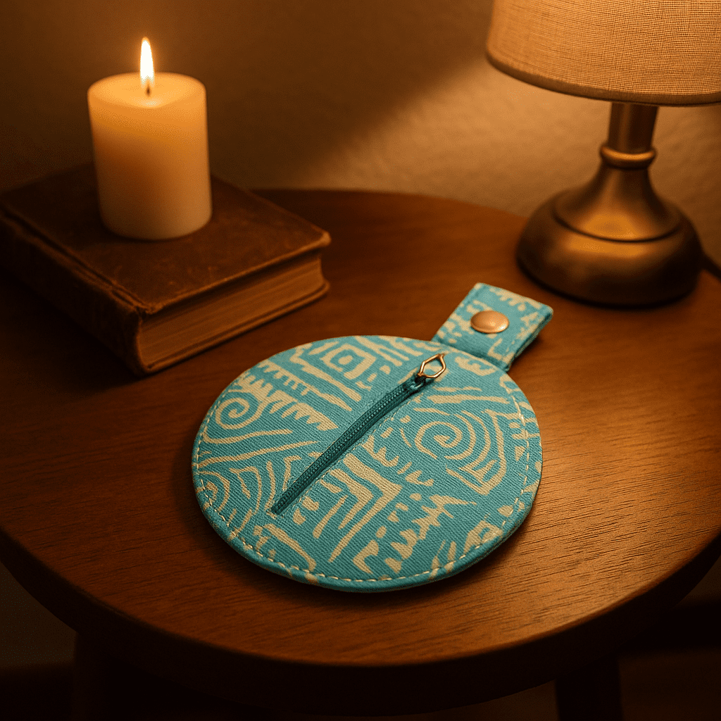 Printed Sky Blue Mini Pouch – Handmade Pouch Bag