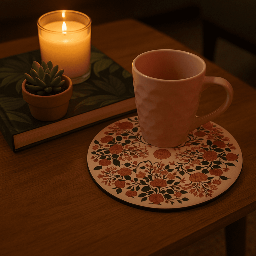 Vintage Botanical Laminated MDF &amp; Cork Trivet