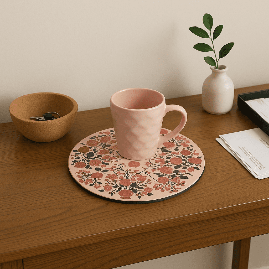 Vintage Botanical Laminated MDF &amp; Cork Trivet