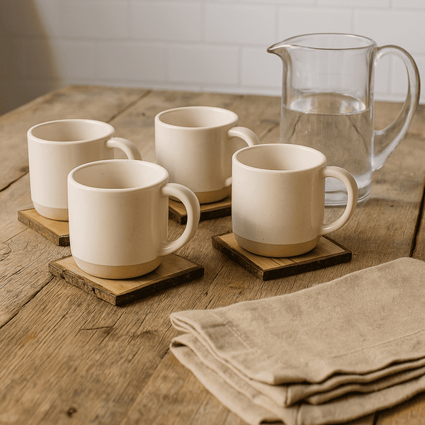 Wooden Bark Coasters | Hand Cut Rustic Set of 4 Natural Wood