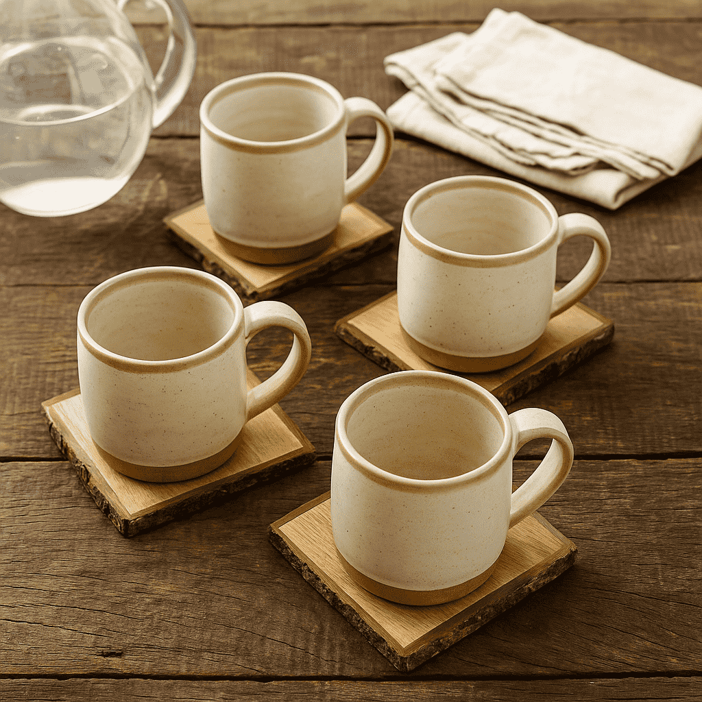 Hand Cut Wooden Bark Coasters – Rustic Wooden Coaster