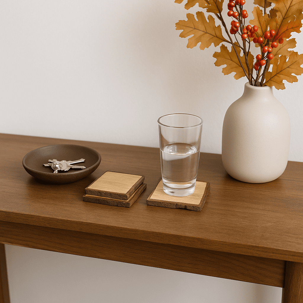 Hand Cut Wooden Bark Coasters – Rustic Wooden Coaster