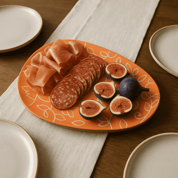 Oval Wood Platter | Floral Hand Painted Mango Wood Serving Tray