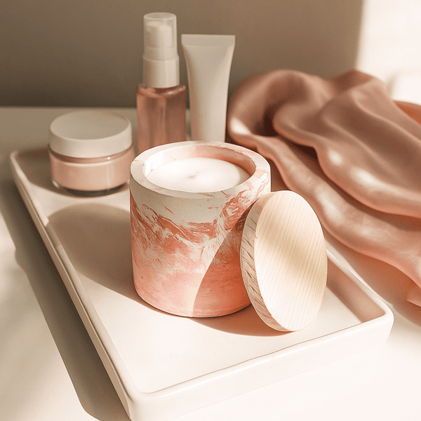 French Cut Roses Wax & Marbled Concrete Jar Candle