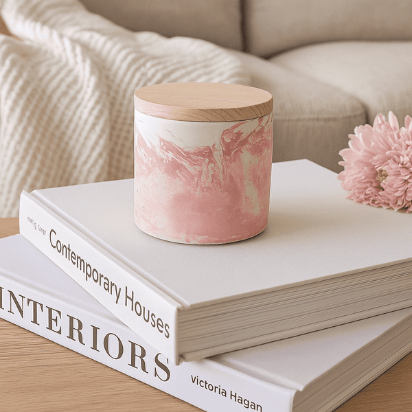 French Cut Roses Wax & Marbled Concrete Jar Candle