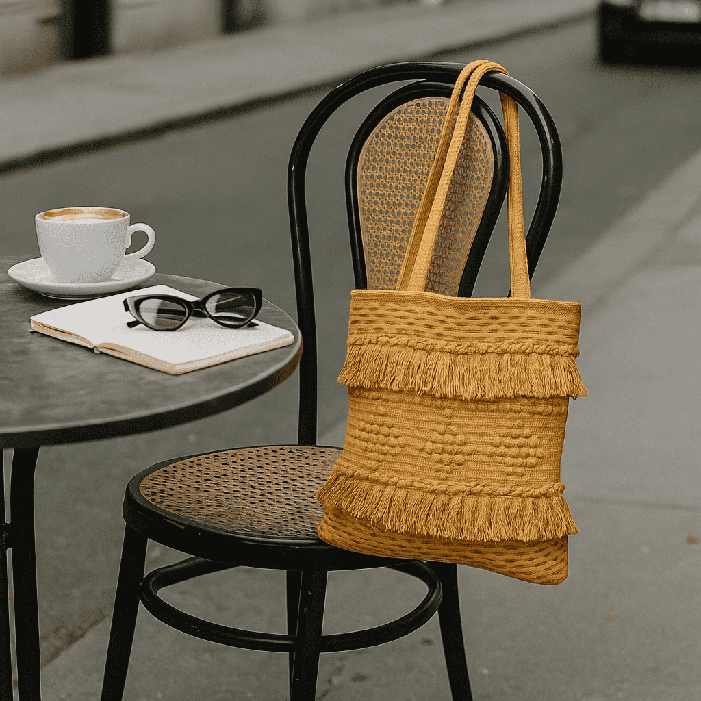 Tufted &amp; Tasseled Cotton Honey Tote Bag – Stylish Aussie