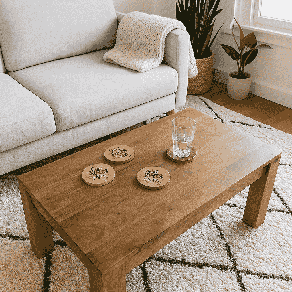 Good Vibes Only Mango Wood Coasters