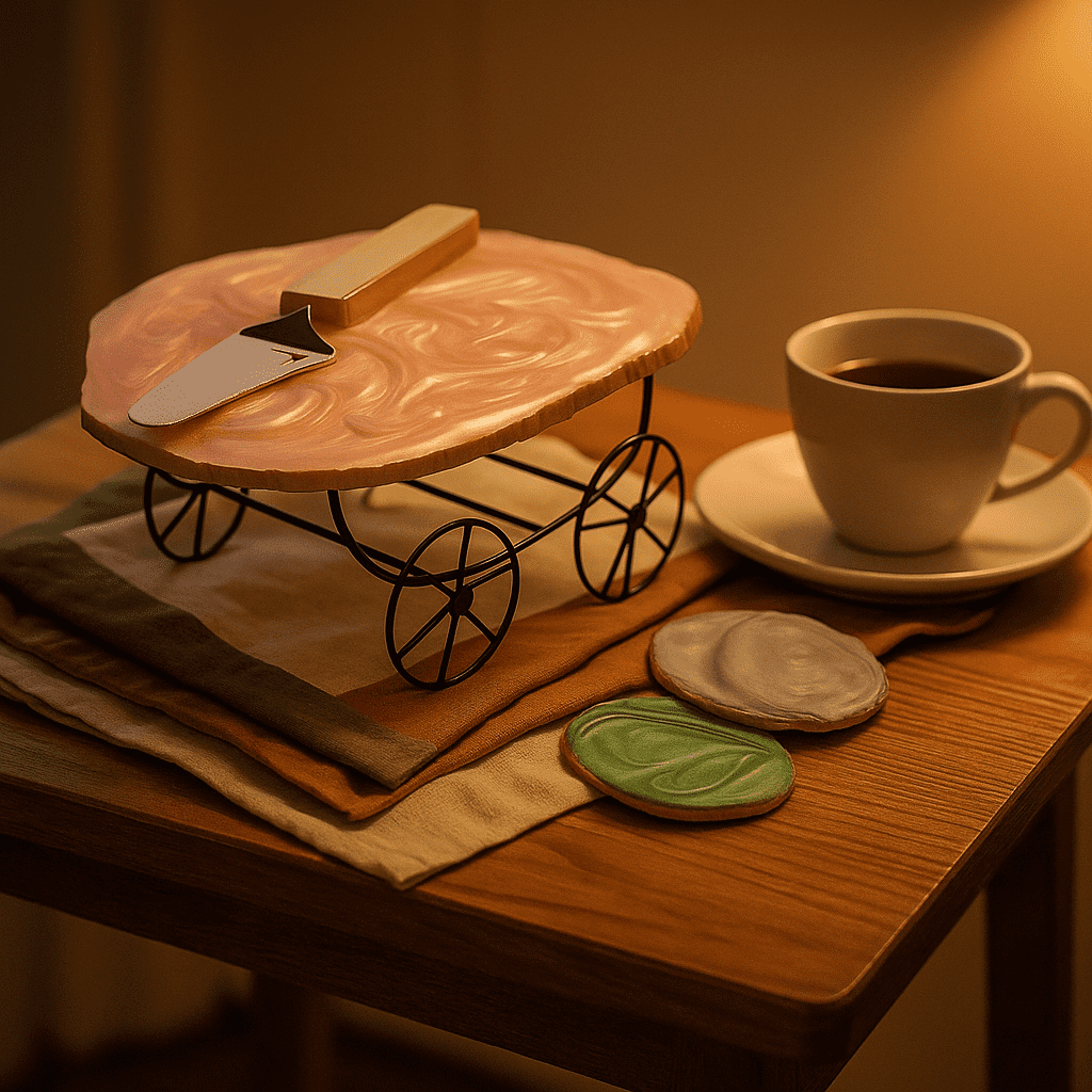 Handcrafted Resin Cake Stand Set – Pedestal Server & Coasters