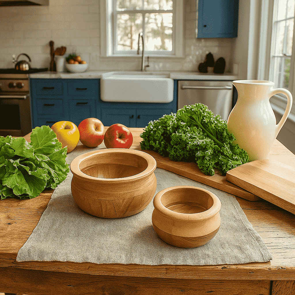 Raw Acacia Wood Serving Bowls – Handcut Set of 2