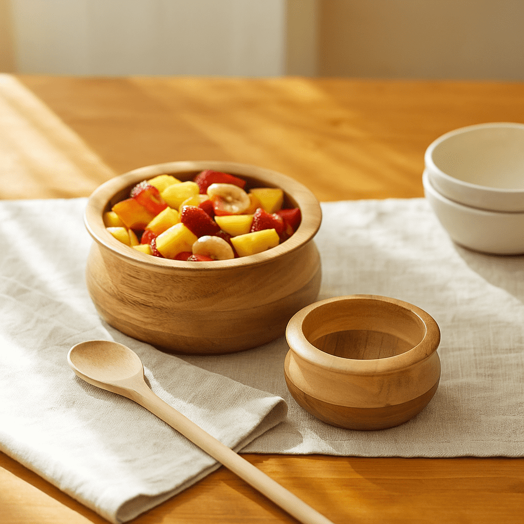 Raw Acacia Wood Serving Bowls – Handcut Set of 2