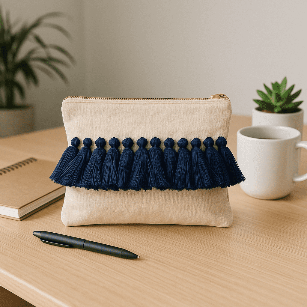 Handmade Tasseled Cotton Travel Pouch