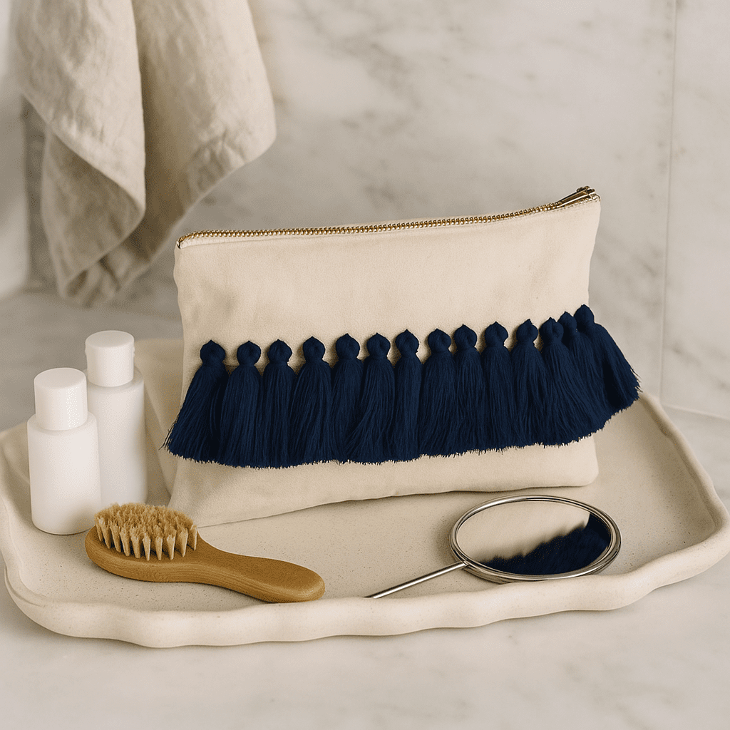 Handmade Tasseled Cotton Travel Pouch