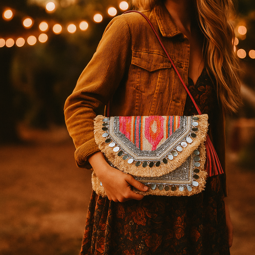 Handcrafted Sequin Embellished Sling Bag – Fringed & Tasseled