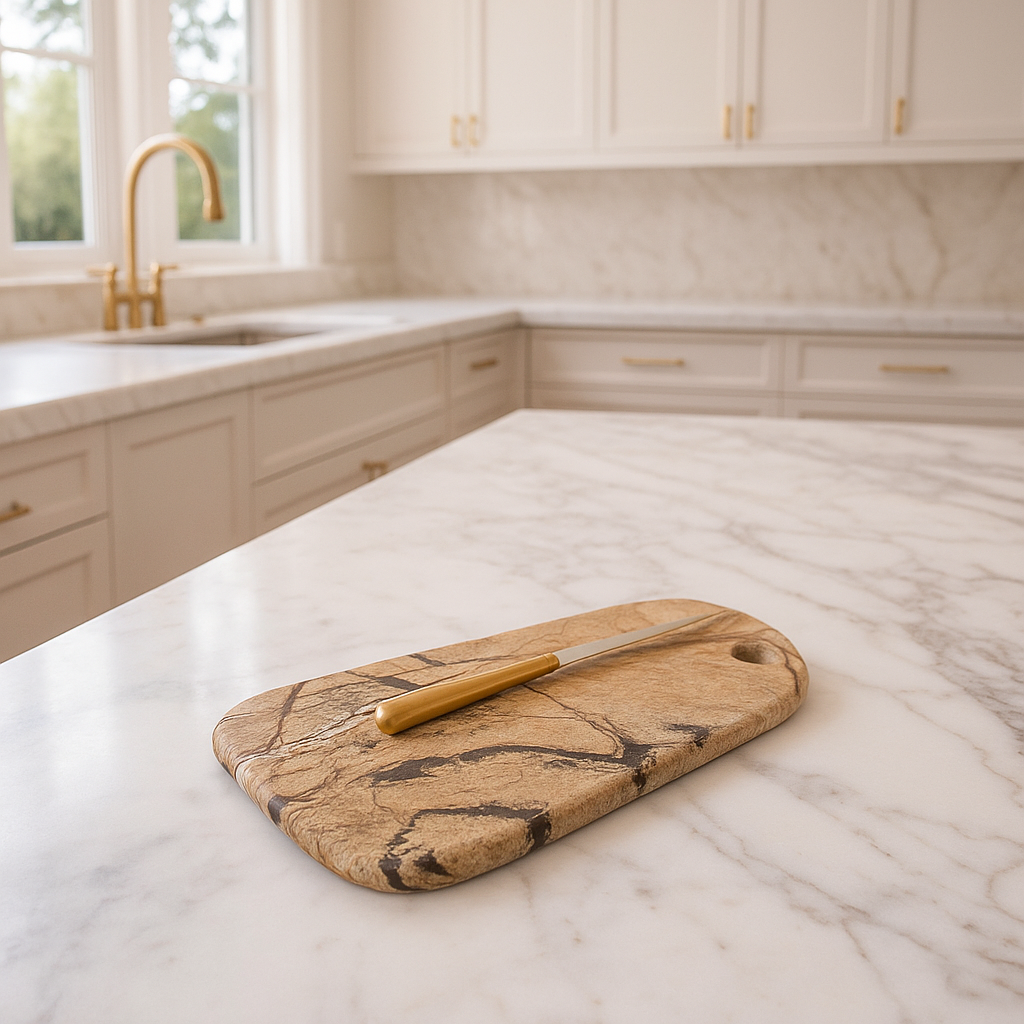 Abstract Cut Natural Marble Cheese Board - Gleemium Online Shop