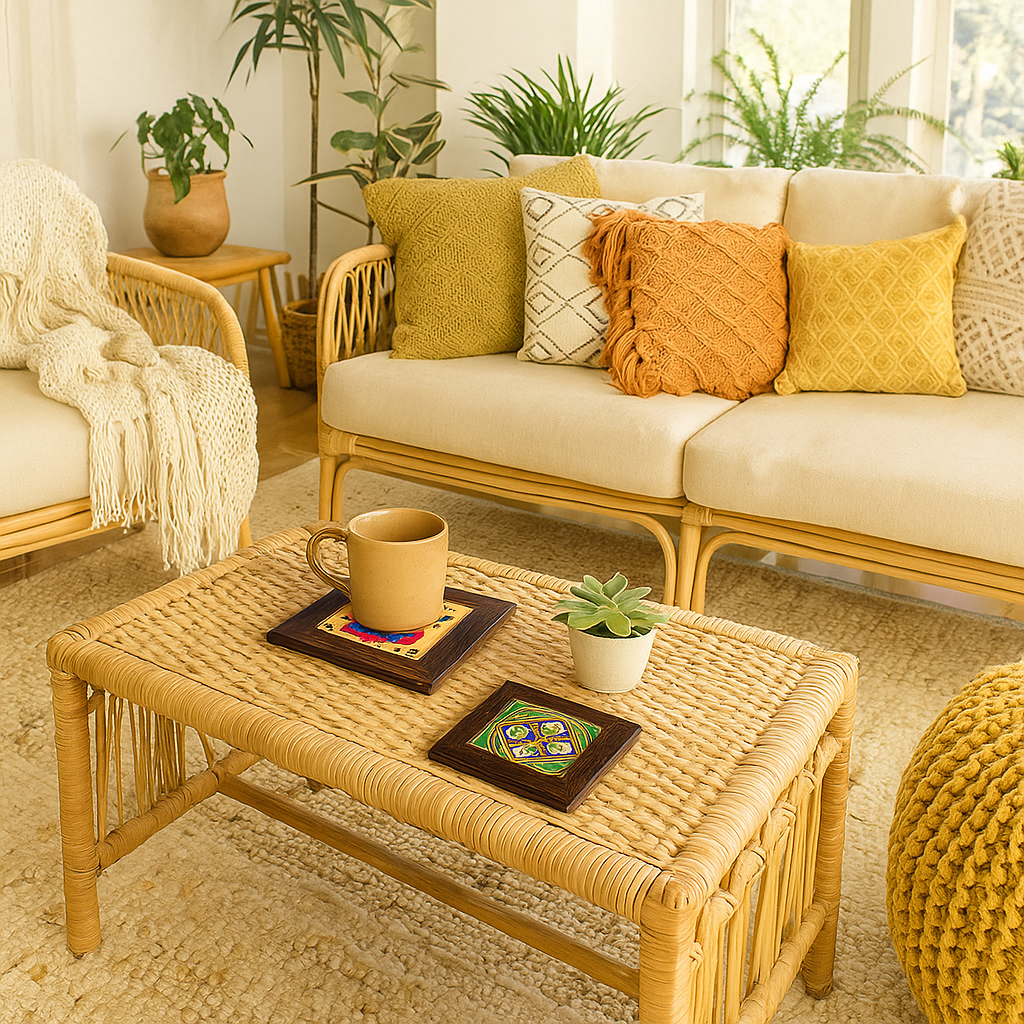 Hand Painted Framed Coasters – Parchment Leather Set of 2 - Gleemium Shop