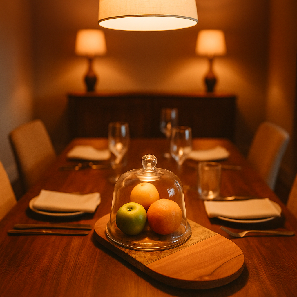 Marble & Wood Capsule-Shaped Cake Platter With Glass Dome