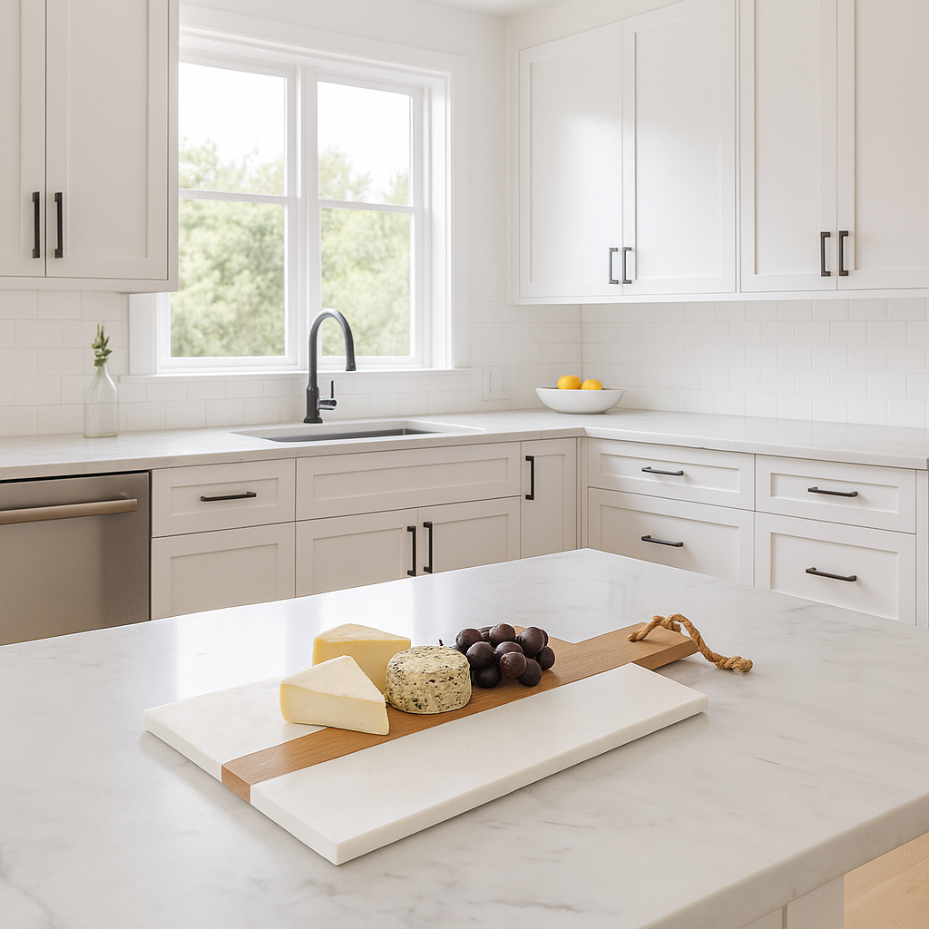 Hand Cut Marble & Acacia Wood Cheeseboard