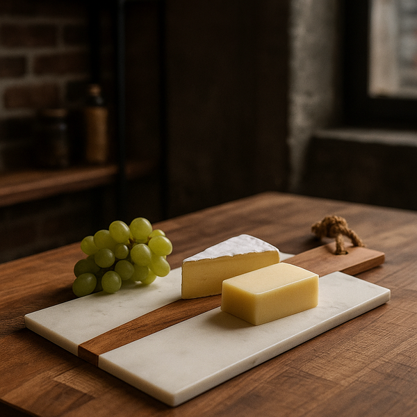Marble Acacia Cheeseboard | Hand Cut Mixed Material | Gleemium
