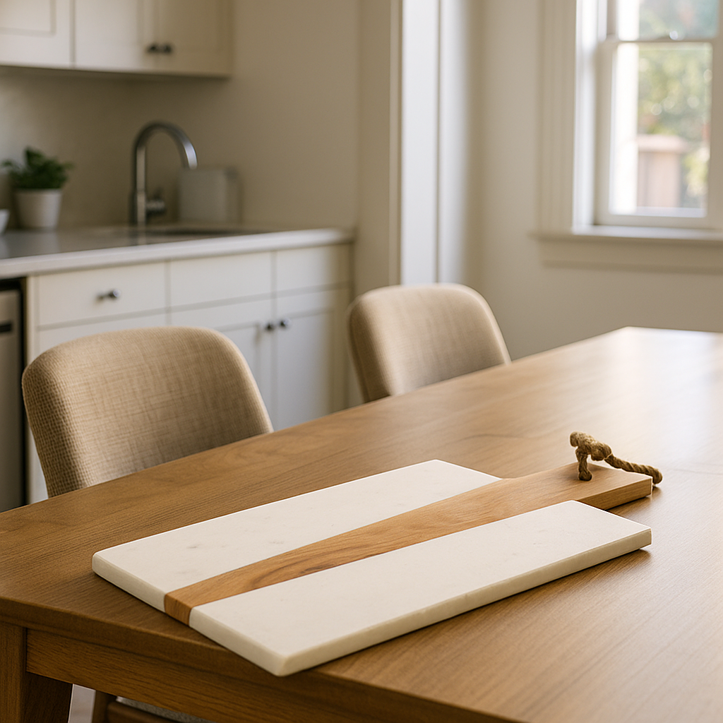 Gleemium Hand Cut Marble & Acacia Wood Cheeseboard Shop