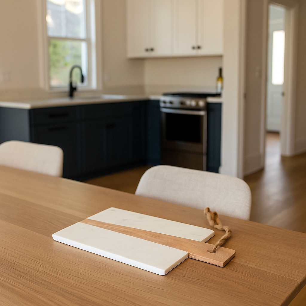 Hand Cut Marble & Acacia Wood Cheeseboard