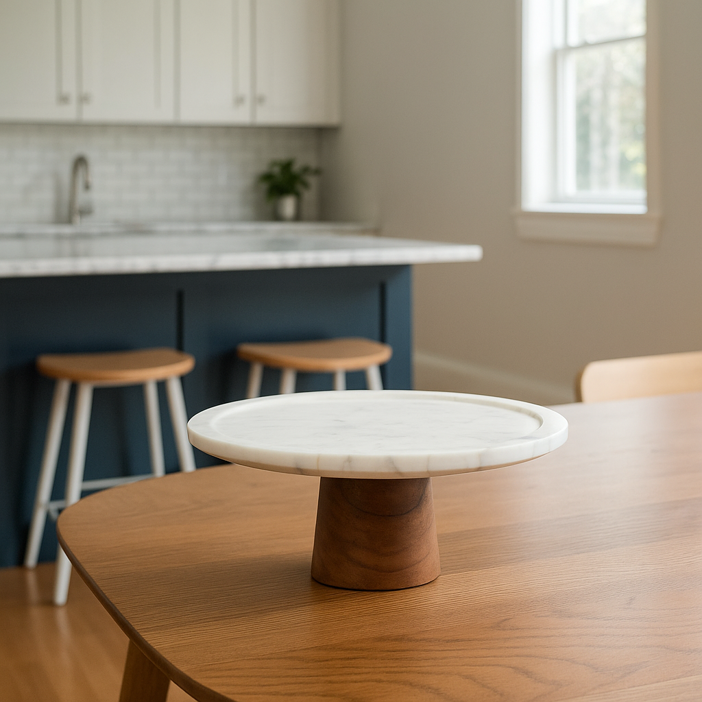 Solid White Marble Cake Plate – Handcrafted