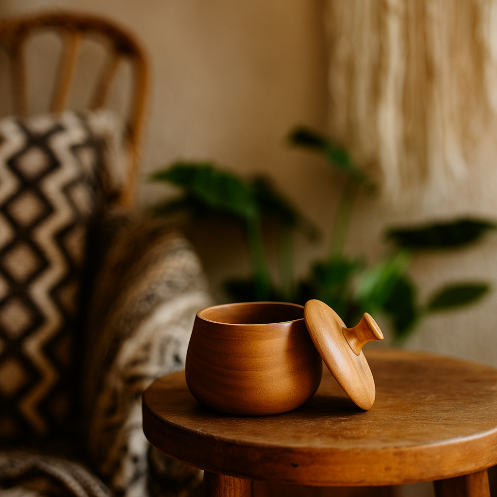 Gleemium Turned Acacia Wood Jar with Lid – Handcrafted
