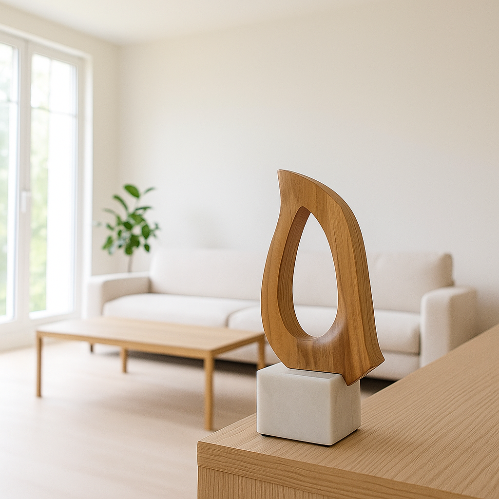 Gleemium Minimalist Hand-Cut Wood & Marble Accent Dove