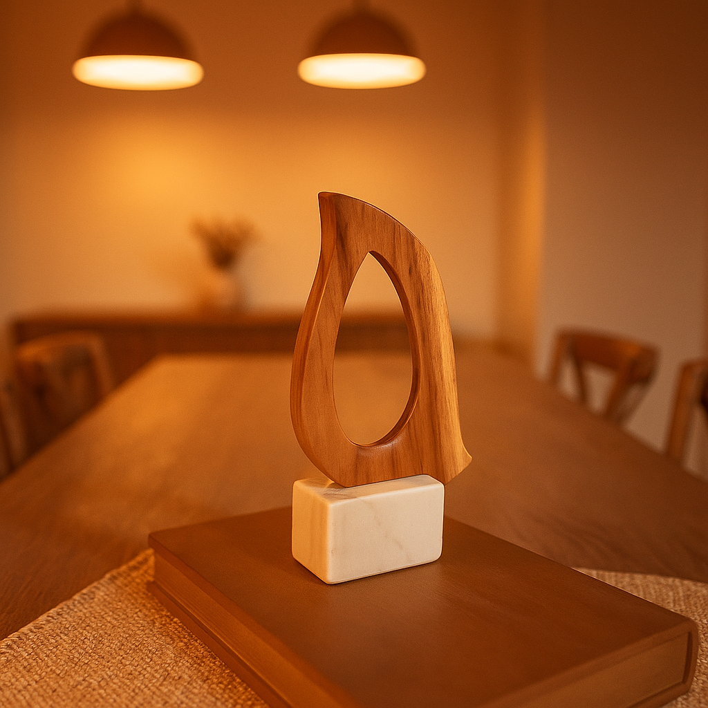 Gleemium Minimalist Hand-Cut Wood & Marble Accent Dove