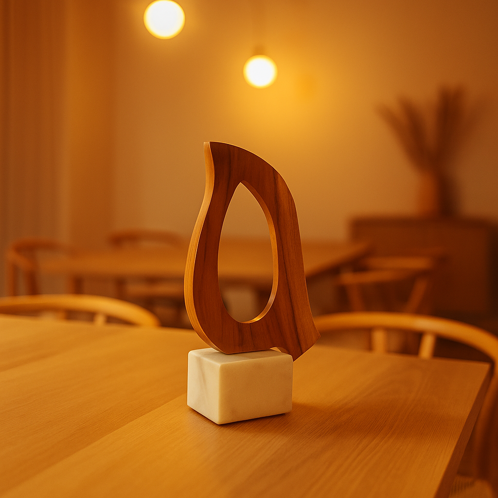 Gleemium Minimalist Hand-Cut Wood & Marble Accent Dove