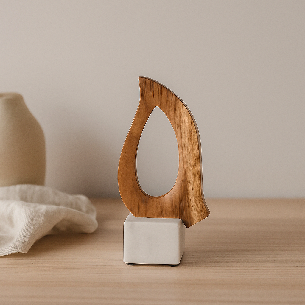 Gleemium Minimalist Hand-Cut Wood & Marble Accent Dove